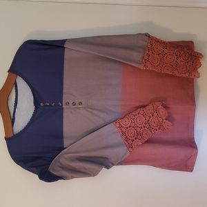 Large long sleeve shirt with decorative sleeve